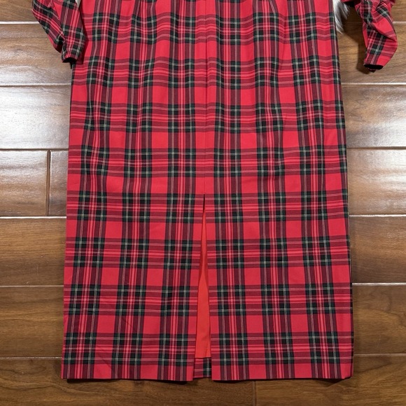 Antonio Melani Women's Size 12 Red Tartan Plaid Elena Square Neck Midi‎ Dress - Picture 9 of 11